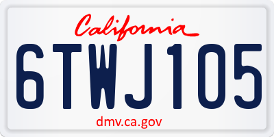 CA license plate 6TWJ105