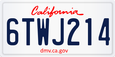 CA license plate 6TWJ214