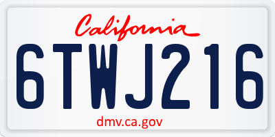 CA license plate 6TWJ216