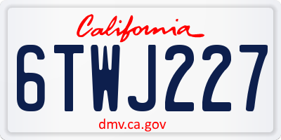 CA license plate 6TWJ227
