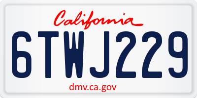 CA license plate 6TWJ229