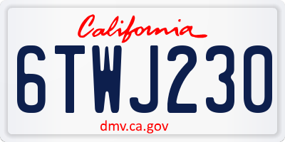 CA license plate 6TWJ230