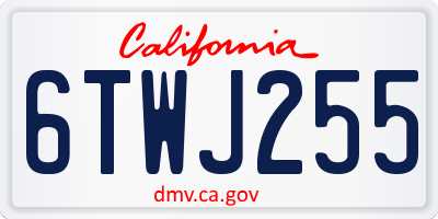 CA license plate 6TWJ255