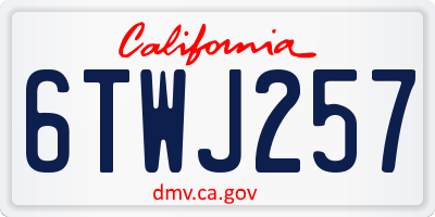 CA license plate 6TWJ257