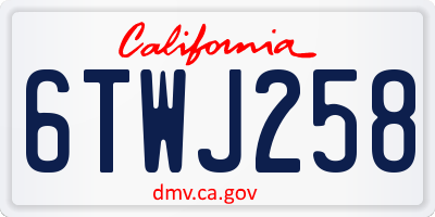 CA license plate 6TWJ258