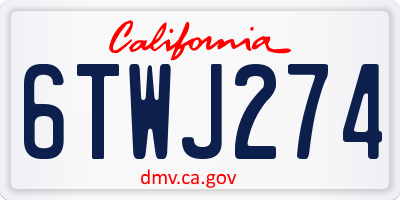 CA license plate 6TWJ274