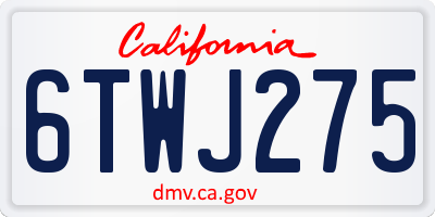 CA license plate 6TWJ275