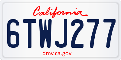 CA license plate 6TWJ277