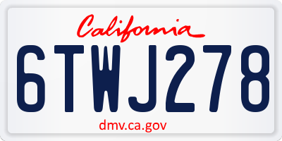 CA license plate 6TWJ278