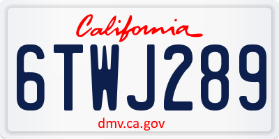CA license plate 6TWJ289