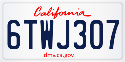 CA license plate 6TWJ307