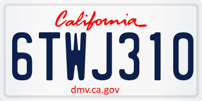 CA license plate 6TWJ310