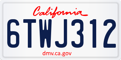 CA license plate 6TWJ312