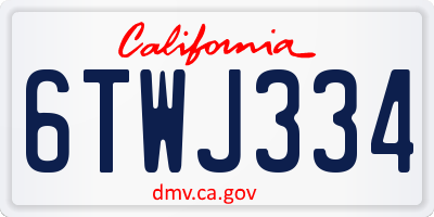 CA license plate 6TWJ334