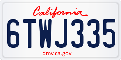 CA license plate 6TWJ335