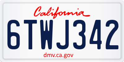 CA license plate 6TWJ342