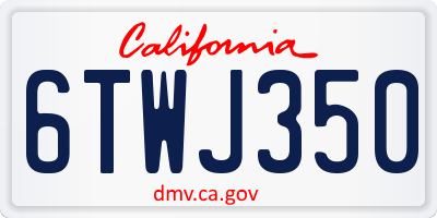 CA license plate 6TWJ350