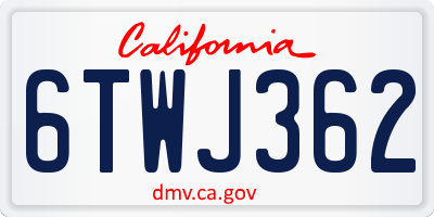 CA license plate 6TWJ362