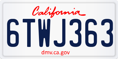CA license plate 6TWJ363