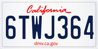 CA license plate 6TWJ364