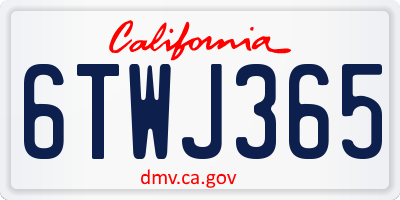 CA license plate 6TWJ365