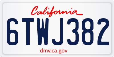 CA license plate 6TWJ382