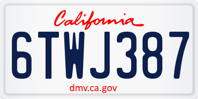 CA license plate 6TWJ387