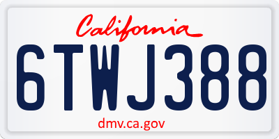 CA license plate 6TWJ388