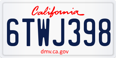 CA license plate 6TWJ398