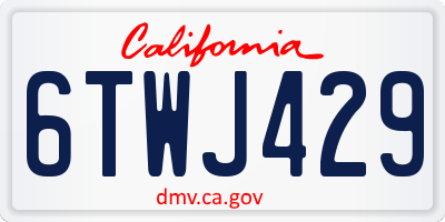 CA license plate 6TWJ429