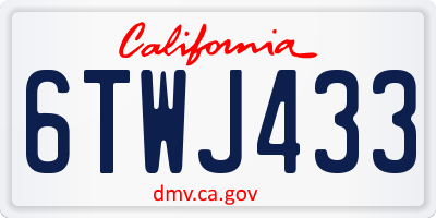 CA license plate 6TWJ433