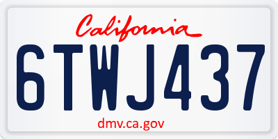 CA license plate 6TWJ437