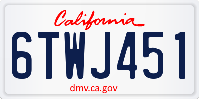 CA license plate 6TWJ451