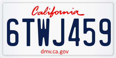 CA license plate 6TWJ459