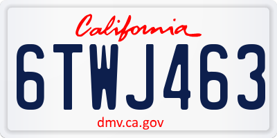 CA license plate 6TWJ463