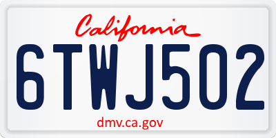CA license plate 6TWJ502