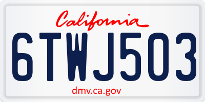 CA license plate 6TWJ503