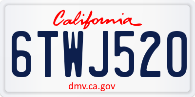 CA license plate 6TWJ520