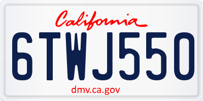 CA license plate 6TWJ550
