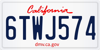 CA license plate 6TWJ574