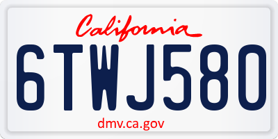 CA license plate 6TWJ580