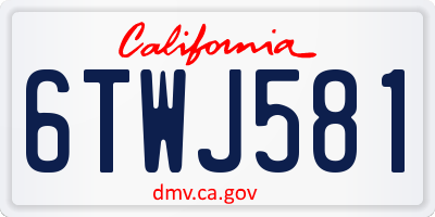 CA license plate 6TWJ581