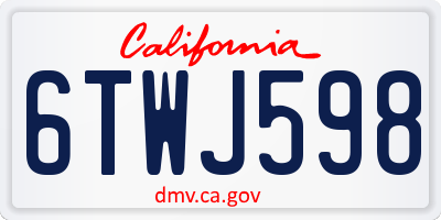 CA license plate 6TWJ598