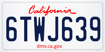 CA license plate 6TWJ639