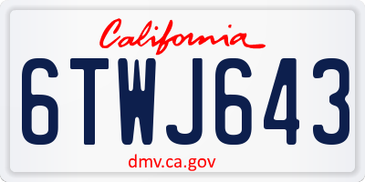 CA license plate 6TWJ643
