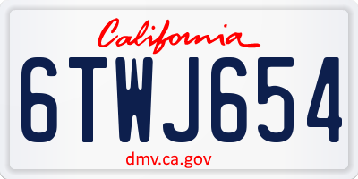 CA license plate 6TWJ654