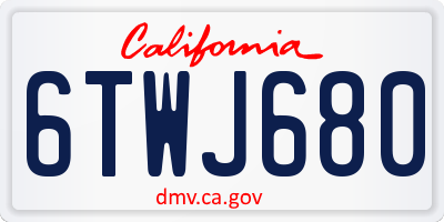 CA license plate 6TWJ680