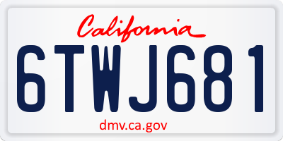 CA license plate 6TWJ681