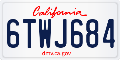 CA license plate 6TWJ684