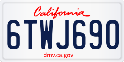 CA license plate 6TWJ690